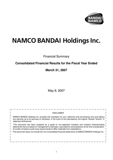 Thumbnail Bandai Namco Financial Report fy2007