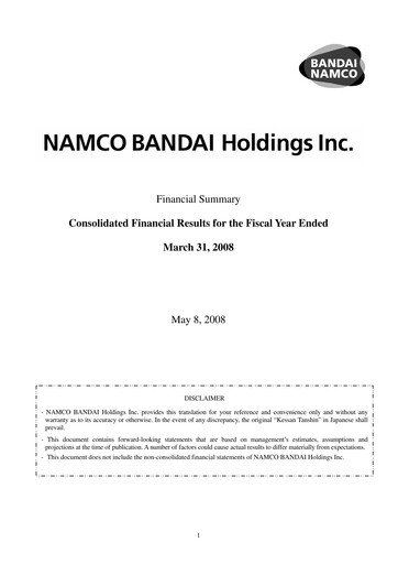 Thumbnail Bandai Namco Financial Report fy2008