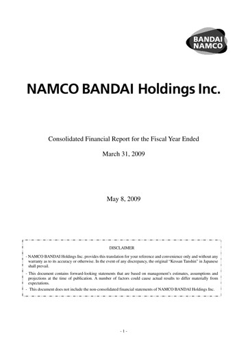 Thumbnail Bandai Namco Financial Report fy2009