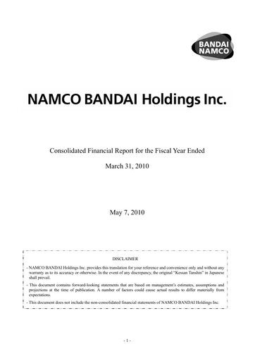 Thumbnail Bandai Namco Financial Statement fy2010