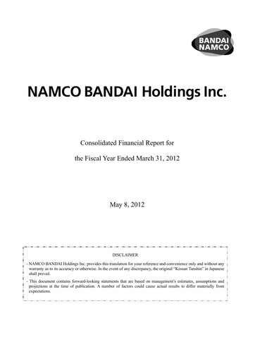 Thumbnail Bandai Namco Financial Statement fy2012
