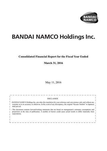 Thumbnail Bandai Namco Financial Statement fy2016