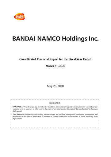 Thumbnail Bandai Namco Financial Statement fy2020