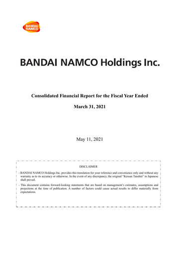 Thumbnail Bandai Namco Financial Statement fy2021