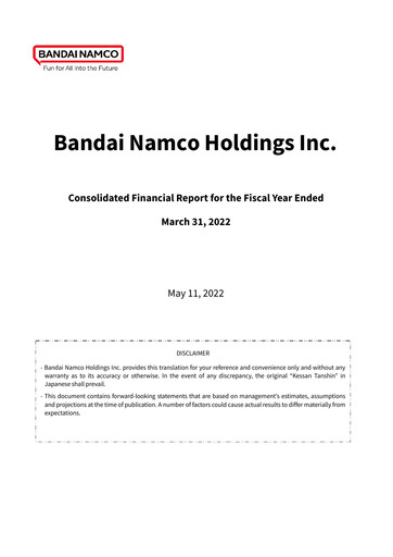 Thumbnail Bandai Namco Financial Statement fy2022