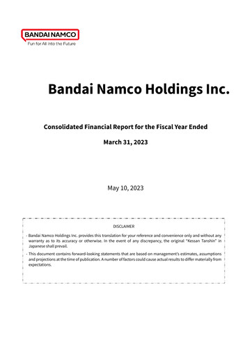 Thumbnail Bandai Namco Financial Statement fy2023