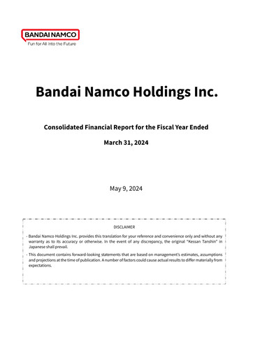 Thumbnail Bandai Namco Financial Statement fy2024