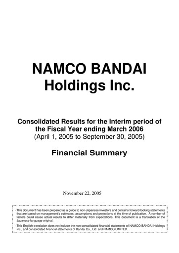 Thumbnail Bandai Namco Half-year Report fy2006-h1