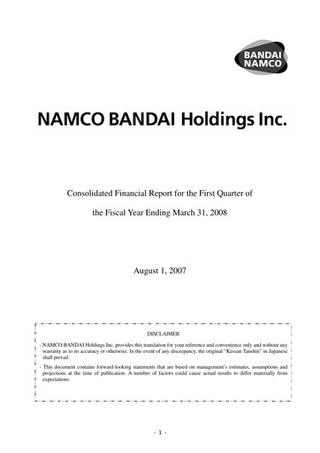 Thumbnail Bandai Namco Quarterly Report fy2008-q1