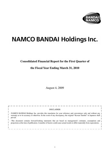 Thumbnail Bandai Namco Quarterly Report fy2010-q1