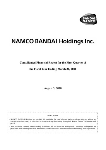 Thumbnail Bandai Namco Quarterly Report fy2011-q1