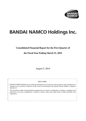 Thumbnail Bandai Namco Quarterly Report fy2015-q1