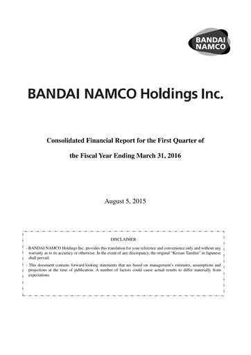 Thumbnail Bandai Namco Quarterly Report fy2016-q1