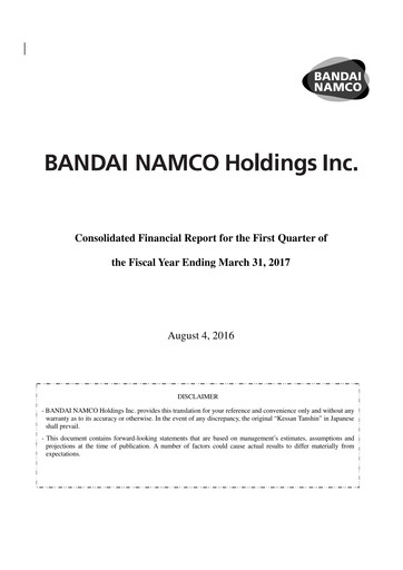 Thumbnail Bandai Namco Quarterly Report fy2017-q1