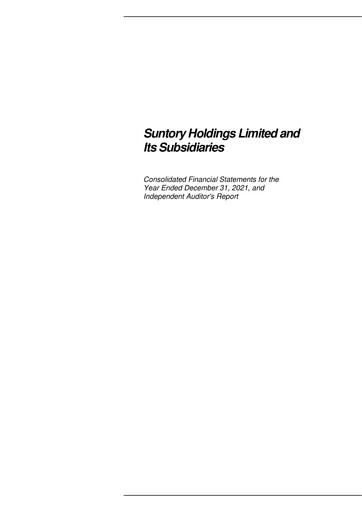 Thumbnail Suntory Financial Statement 2021