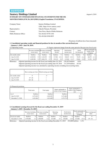 Thumbnail Suntory Half-year Report 2019-h1