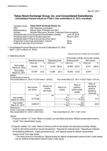 Thumbnail Japan Exchange Group
 Financial Report 2011