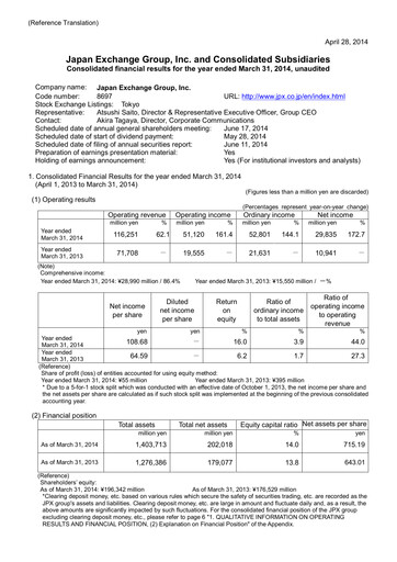 Thumbnail Japan Exchange Group
 Financial Statement fy2013