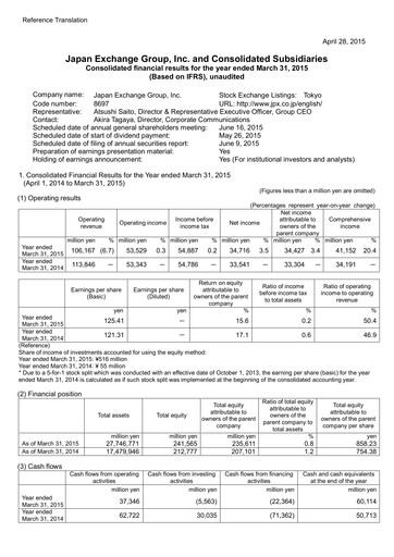 Thumbnail Japan Exchange Group
 Financial Statement fy2014