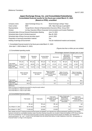 Thumbnail Japan Exchange Group
 Financial Statement fy2022