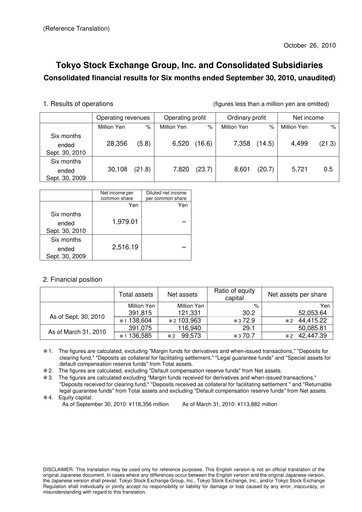 Thumbnail Japan Exchange Group
 Half-year Report 2010-h1
