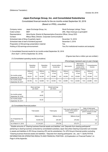 Thumbnail Japan Exchange Group
 Half-year Report fy2018-h1