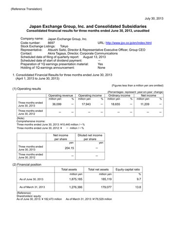 Thumbnail Japan Exchange Group
 Quarterly Report fy2013-q1