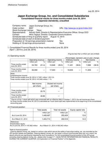 Thumbnail Japan Exchange Group
 Quarterly Report fy2014-q1