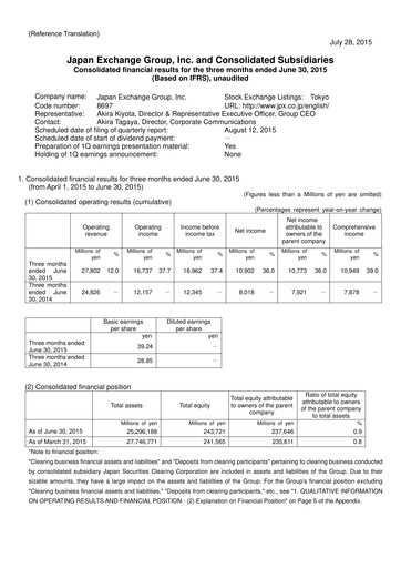Thumbnail Japan Exchange Group
 Quarterly Report fy2015-q1
