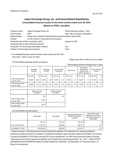 Thumbnail Japan Exchange Group
 Quarterly Report fy2021-q1