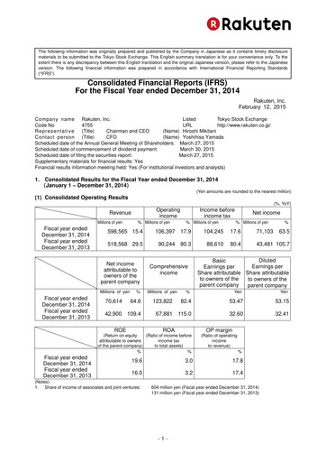 Thumbnail Rakuten Financial Report 2014