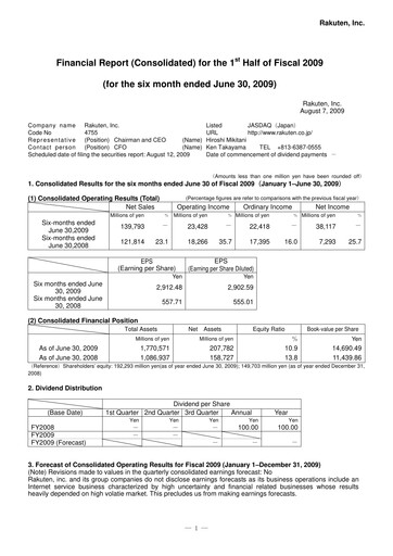 Thumbnail Rakuten Half-year Report 2009-h1