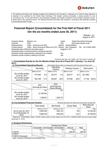 Thumbnail Rakuten Half-year Report 2011-h1