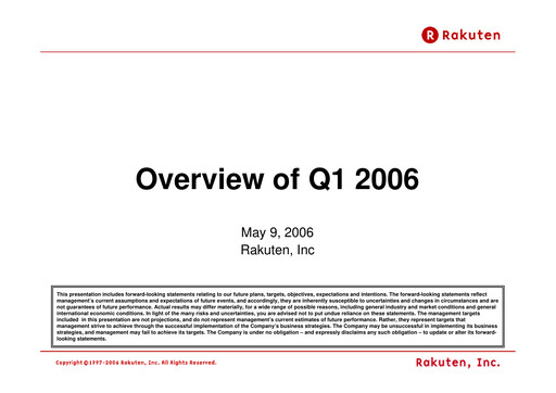 Thumbnail Rakuten Quarterly Report 2006-q1