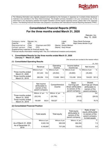 Thumbnail Rakuten Quarterly Report 2020-q1