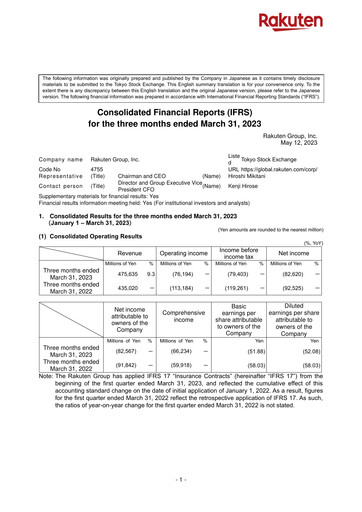 Thumbnail Rakuten Quarterly Report 2023-q1