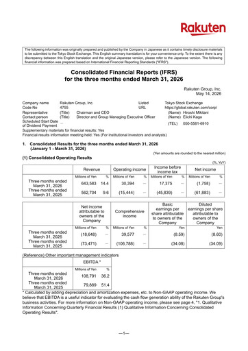 Thumbnail Rakuten Quarterly Report 2026-q1