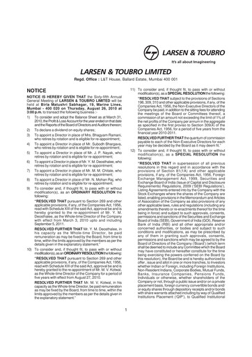 Thumbnail Larsen & Toubro

 Annual Report 2009