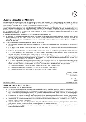 Thumbnail Larsen & Toubro

 Financial Report 2003