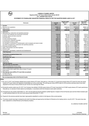 Thumbnail Larsen & Toubro

 Quarterly Report 2017-q1