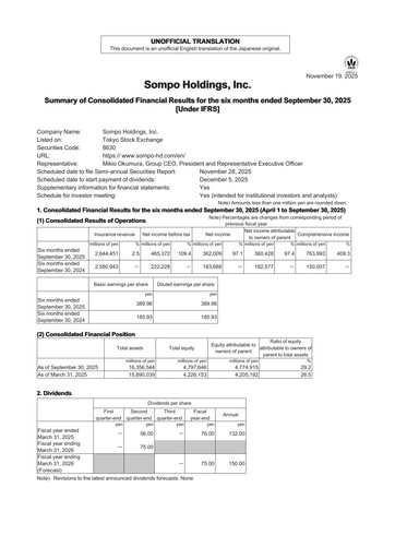 Miniature Sompo Holdings

 Rapport semestriel 2025