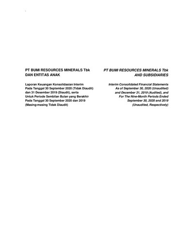 Thumbnail PT Bumi Resources Minerals Tbk Financial Statement 2020-9m