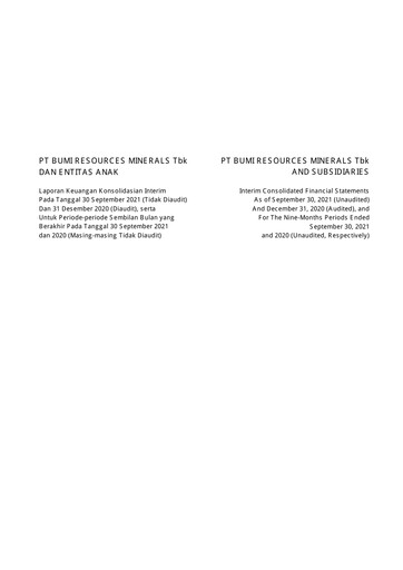 Thumbnail PT Bumi Resources Minerals Tbk Financial Statement 2021-9m