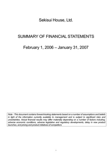 Thumbnail Sekisui House
 Financial Statement fy2006