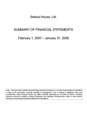 Thumbnail Sekisui House
 Financial Statement fy2007