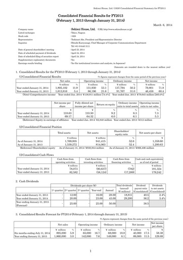 Thumbnail Sekisui House
 Financial Statement fy2013