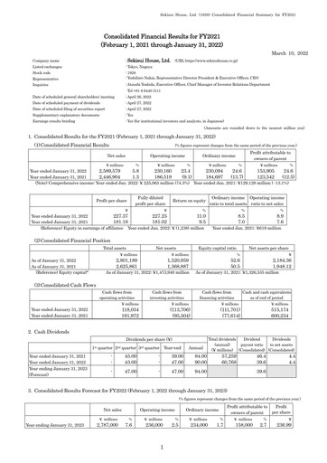 Thumbnail Sekisui House
 Financial Statement fy2021