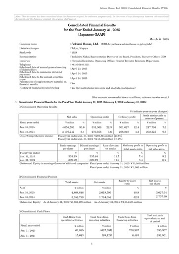Thumbnail Sekisui House
 Financial Statement fy2024