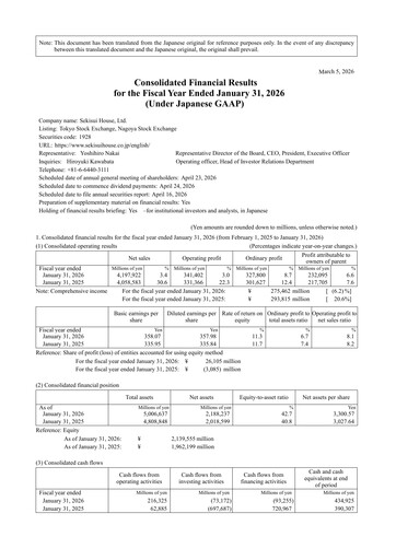 Thumbnail Sekisui House
 Financial Statement fy2025