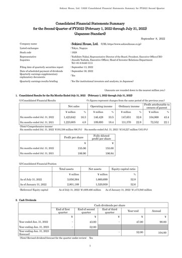 Thumbnail Sekisui House
 Half-year Report fy2022-h1
